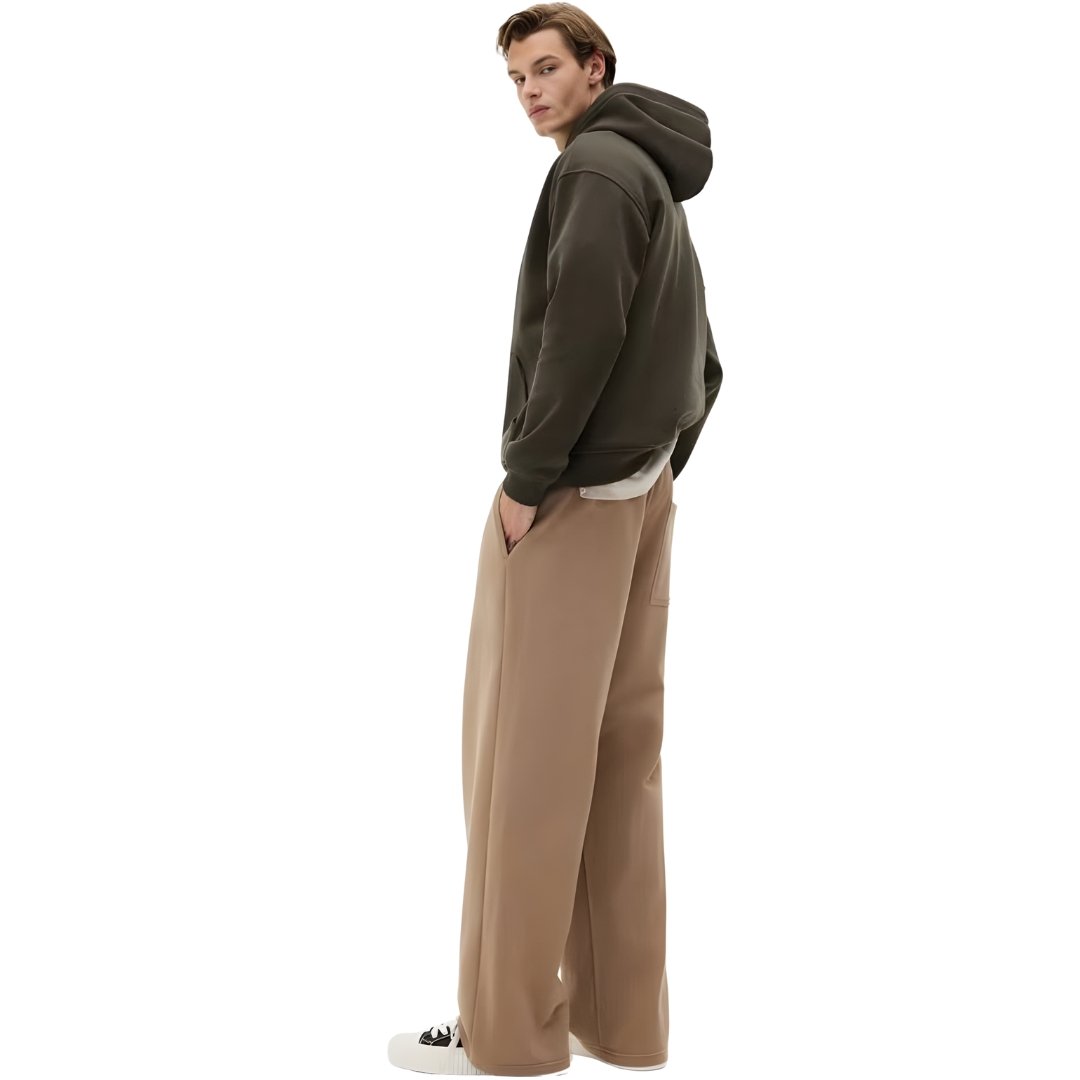 Voxlena Deep Brown Oversized Hoodie with Drawstrings and Classic Kangaroo Pocket