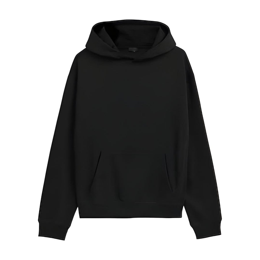 Voxlena Essential Black Oversized Hoodie with Kangaroo Pocket and Relaxed Street Fit