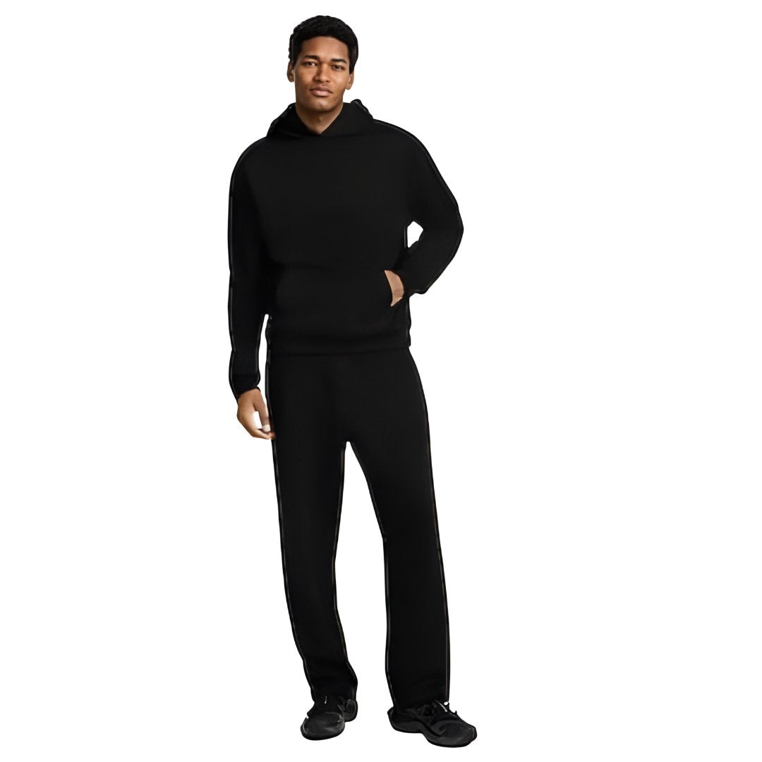 Voxlena Essential Black Oversized Hoodie with Kangaroo Pocket and Relaxed Street Fit