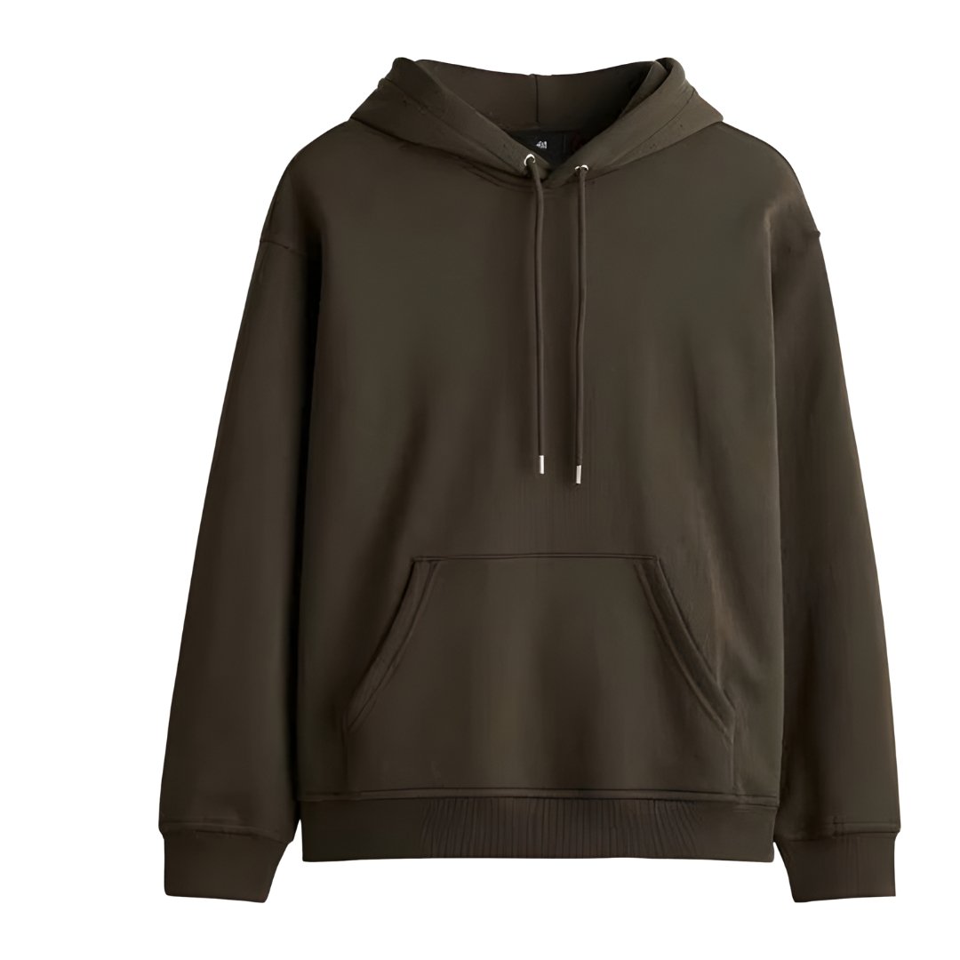 Voxlena Deep Brown Oversized Hoodie with Drawstrings and Classic Kangaroo Pocket