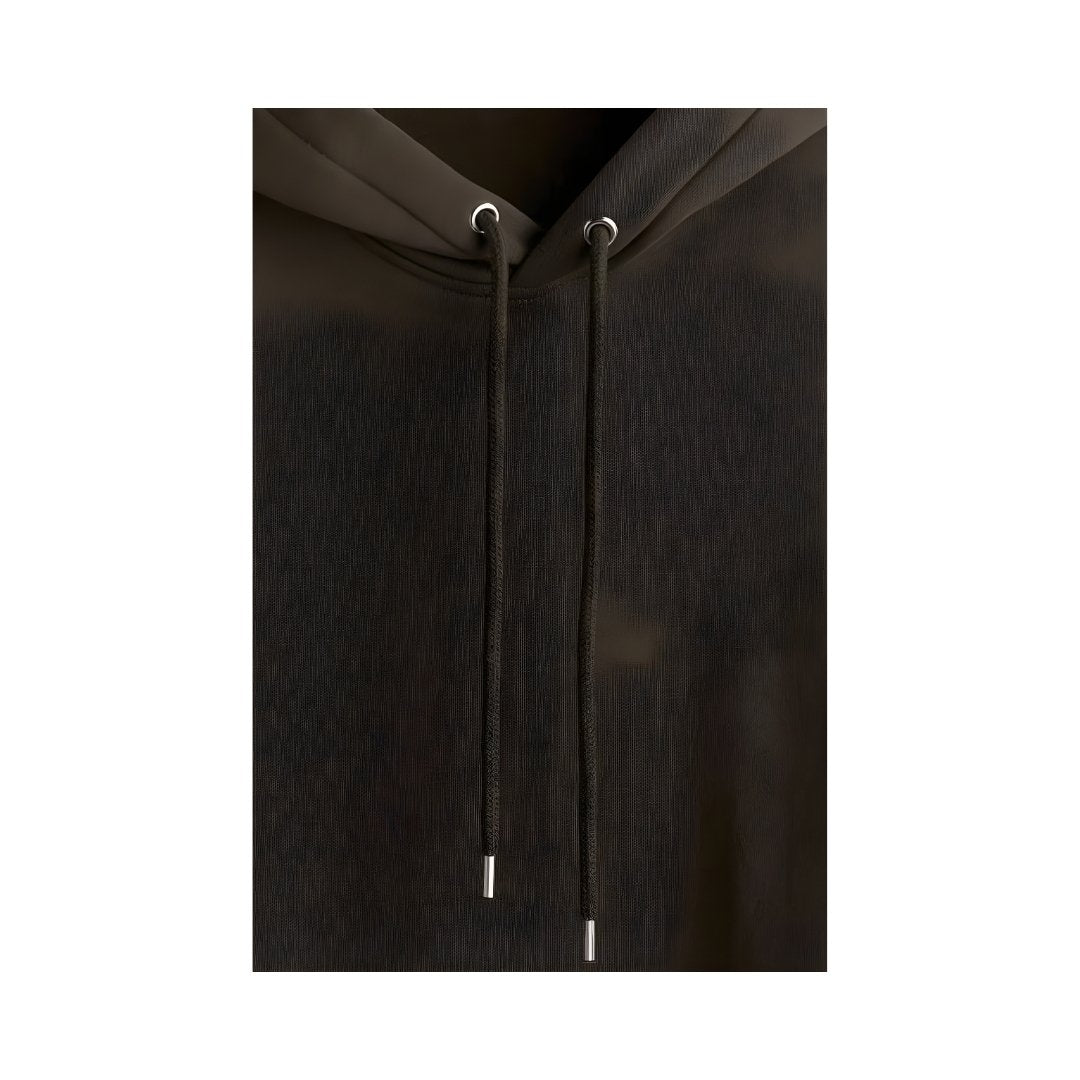 Voxlena Deep Brown Oversized Hoodie with Drawstrings and Classic Kangaroo Pocket