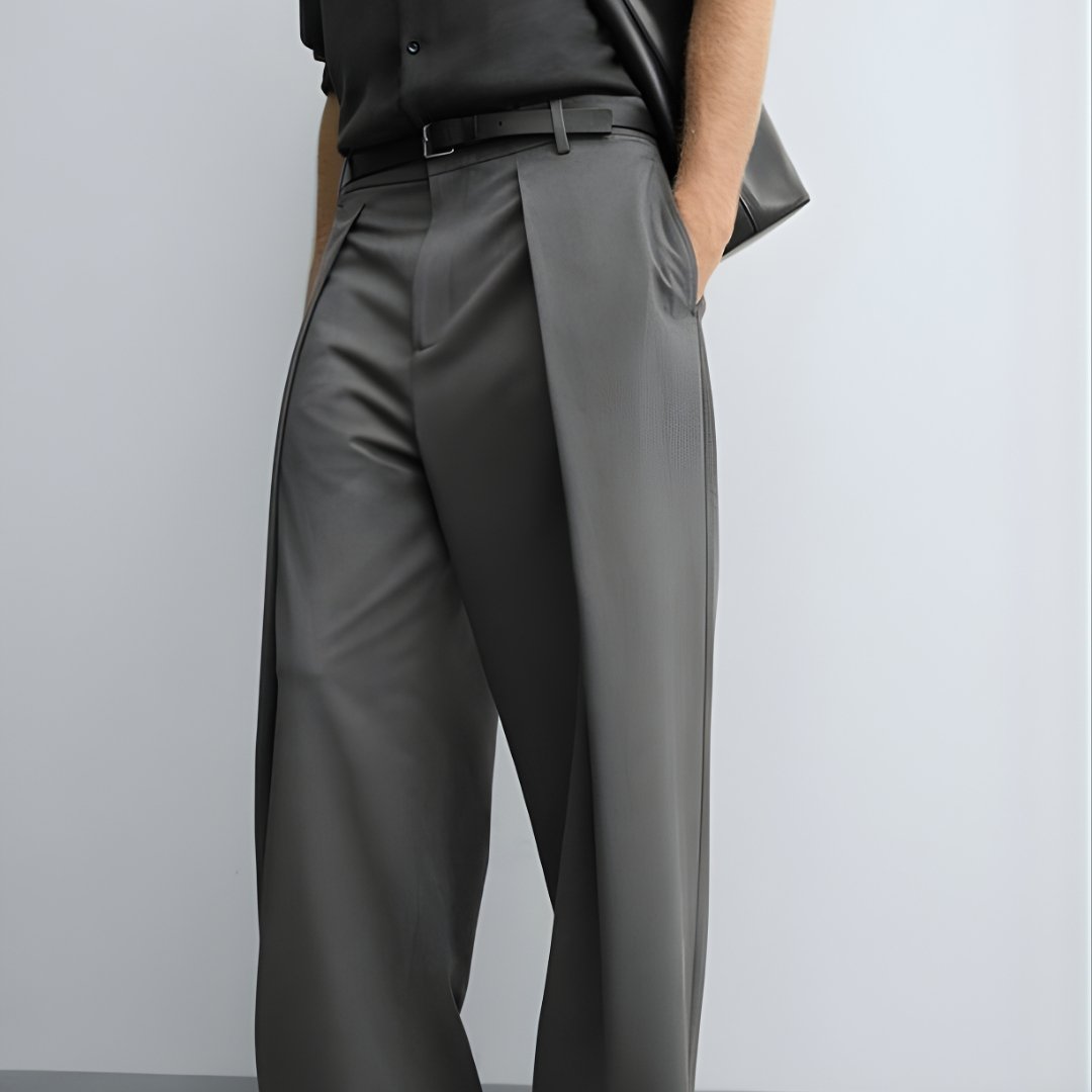 Voxlena Tailored Wide-Leg Pleated Trousers for Modern Minimalist Everyday Wear Style Comfort